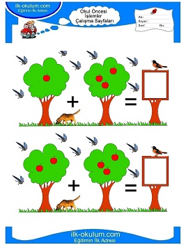 Çocuklar İçin toplam işlemi yaprak testleri 